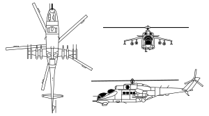 Orthographic projection of the Mil Mi-24