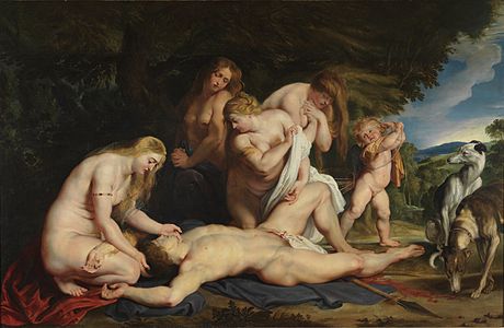 Adonis' død (ca. 1614), av Peter Paul Rubens