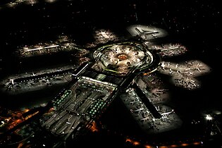 San Francisco International Airport, at night