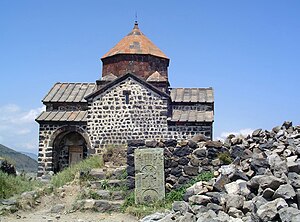 Surb Astvatsatsin church on Sevan peninsula, Armenia. Sevan peninsula was an island before the Sevan lake fall. Its one of most famous Armenian monasteries, and the place of battle between Armenian troops of Ashot Yerkat and arabs.