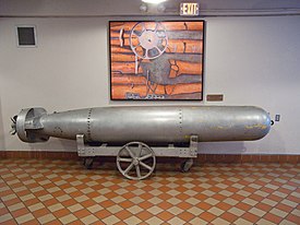 A torpedo on display inside the Center