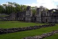 General view south-east across the little cloister to the abbot's residence.