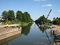 Baustelle am Abzweig und Düker der „Wesenberger Havel“, vom Wesenberger Kammerkanal. Die Wesenberger Havel ist ein naturbelassener Flussabschnitt westlich des Kanals.