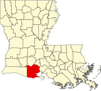 Map of Louisiana highlighting Vermilion Parish