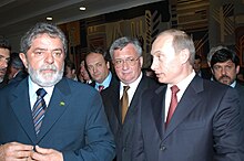 Brazilian President Luiz Inácio Lula da Silva with the Russian President Vladimir Putin in 2004