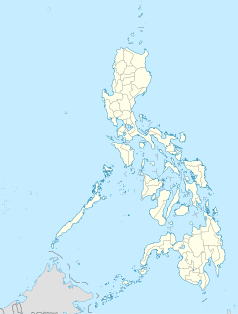 Mapa konturowa Filipin, blisko centrum po lewej na dole znajduje się punkt z opisem „Puerto Princesa”