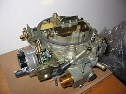 A Quadrajet M4ME carburetor with electric choke. The Quadrajet went through several changes in its lifetime. Qjetm4me.jpg