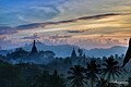 View of Zina ManAung Zedi and Panthi Taung Pagodas of Mrauk-U in early dawn