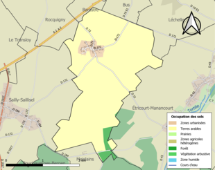 Carte en couleurs présentant l'occupation des sols.