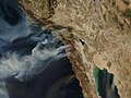 52. NASA satellite image of the smoke from the October 2007 California firestorm, on Monday, October 22, 2007, near the height of the wildfire spread.