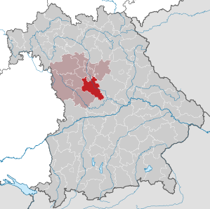 Beliggenheden af Landkreis Roth i Bayern (klikbart kort)