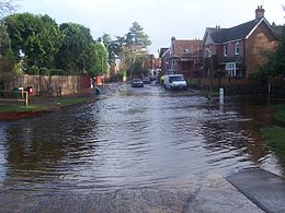 The ford in Brockenhurst, Hampshire, following heavy rain[13]