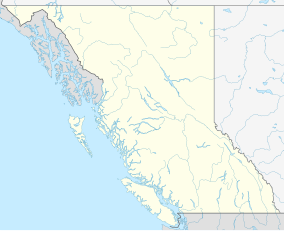 A map of British Columbia showing the location of Marl Creek Provincial Park