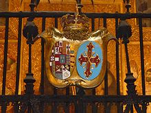 Arms of the House of Bourbon-Two Sicilies as grand masters of the Constantinian Order, Cathedral of Barcelona Constantinien barcelone.jpg