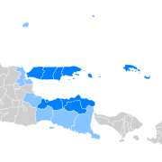 Aire de diffusion du madurais à Madura et dans l'Est de l'île de Java.