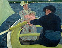 瑪麗·卡薩特的《划船聚會（英语：The Boating Party）》，90 × 117.3cm，約作於1893－1894年，來自切斯特·戴爾的收藏。[65]