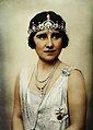 The Duchess of York (later Queen Elizabeth The Queen Mother) wearing the Lotus Flower Tiara in 1925.