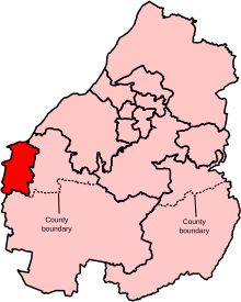 Map showing the location of the Weston-super-Mare constituency in Avon under the boundaries created by the 2023 boundary review and first used at the 2024 general election.