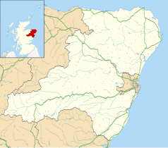 Mapa konturowa Aberdeenshire, blisko prawej krawędzi u góry znajduje się punkt z opisem „Latarnia morska Buchan Ness”