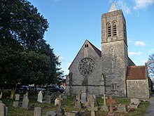 The new St. John's Church at Moordown, completed in 1874. Bournemouth , Moordown - Parish Church of St. John the Baptist - geograph.org.uk - 1704431.jpg