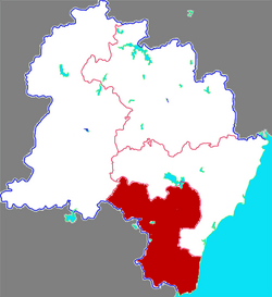 日照市中の嵐山区の位置