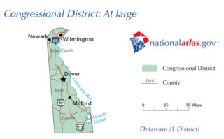 <span class="mw-page-title-main">Delaware's at-large congressional district</span> At-large U.S. House district for Delaware