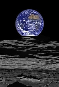 Earthrise over Compton crater -LRO full res