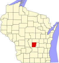 Map of Viskonsin highlighting Marquette County