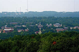 Bird's-eye view of Samford University campus