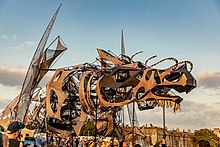 Giant puppet with kite construction