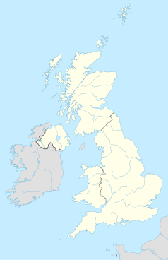 Mapa konturowa Wielkiej Brytanii, na dole po prawej znajduje się punkt z opisem „Plough Lane”