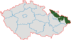 Map indicating the extent of Czech Silesia within the Czech Republic