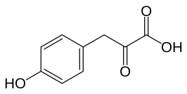 Structuurformule van 4-hydroxyfenylpyrodruivenzuur