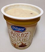 Industrial arroz con leche
with cinnamon sold in Argentina by Tregar Arroz con leche Tregar Canela.jpg