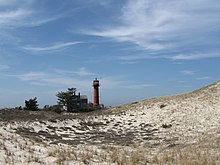 Monomoy Lighthouse is located on Monomoy Island. Monomoy Lighthouse.jpg