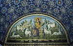 Christ as the Good Shepherd; c. 425–430; mosaic; width: c. 3 m; Mausoleum of Galla Placidia (Ravenna, Italy)[308]