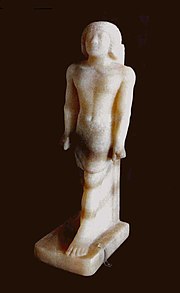 Alabaster statuette of Babaef II, a vizier of Shepseskaf, from his Giza tomb G5230, now in the Kunsthistorisches Museum, Wien Babaef.jpg