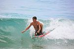 Bodyboarding on one knee