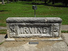 The Irving stone marker southeast of Blue Rapids. Irving Marker.JPG