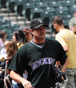 Grilli during his tenure with the Colorado Rockies in 2008. JasonGrilli.JPG