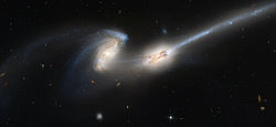 Collisions between galaxies are commonly thought to be a source of intergalactic stars. NGC4676.jpg