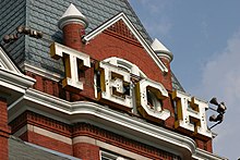 A closeup of Tech Tower's iconic TECH signage TechTowerSign.jpg