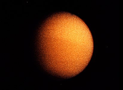 An improved image of Titan by Voyager 1, taken on November 11, 1980, during a targeted flyby from a distance of 4,000 kilometres or 2,500 miles.[212][213]