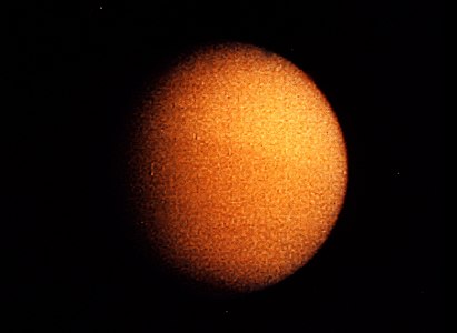 An improved image of Titan by Voyager 1, taken on November 11, 1980, during a targeted flyby from a distance of 4,000 kilometres or 2,500 miles.[163][164]