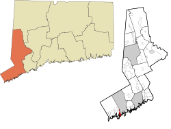 Old Greenwich's location within the Western Connecticut Planning Region and the state of Connecticut