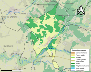 Carte en couleurs présentant l'occupation des sols.