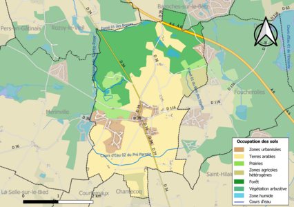 Carte des infrastructures et de l'occupation des sols de la commune en 2018 (CLC).