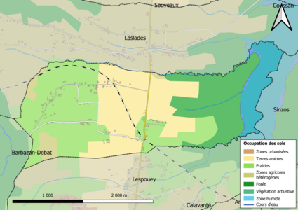 Carte en couleurs présentant l'occupation des sols.