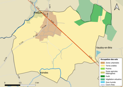 Carte des infrastructures et de l'occupation des sols en 2018 (CLC) de la commune.