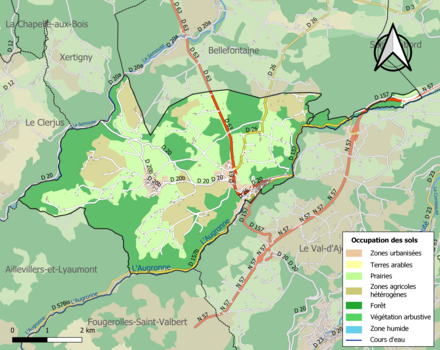 Carte en couleurs présentant l'occupation des sols.